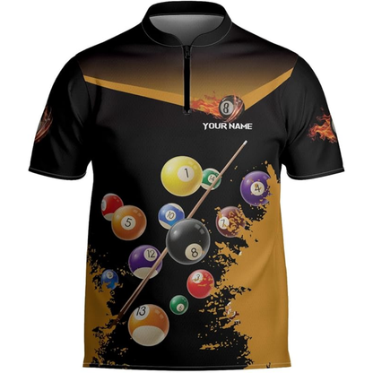 Custom Pool Jersey Team Shirts For Men, Custom Black Pink Pool Billiard Shirts BIZ0102