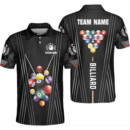 Custom Team Black Billiard Polo Shirt For Mens, Custom Billiard Shirts BIZ0104