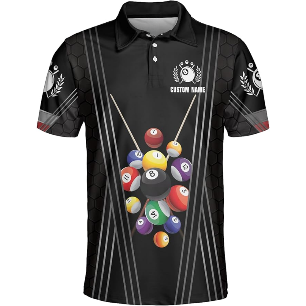 Custom Team Black Billiard Polo Shirt For Mens, Custom Billiard Shirts BIZ0104