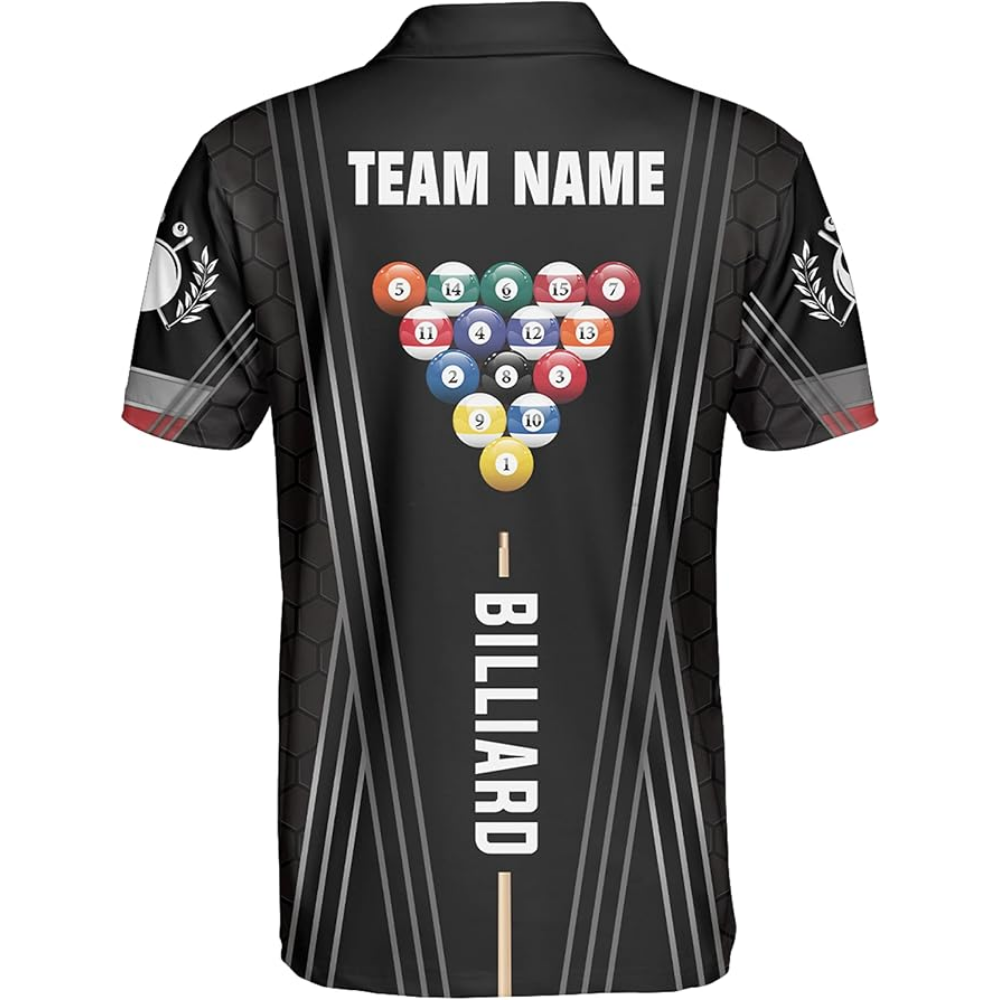 Custom Team Black Billiard Polo Shirt For Mens, Custom Billiard Shirts BIZ0104