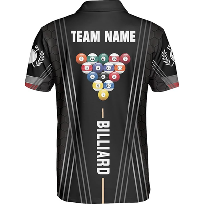Custom Team Black Billiard Polo Shirt For Mens, Custom Billiard Shirts BIZ0104