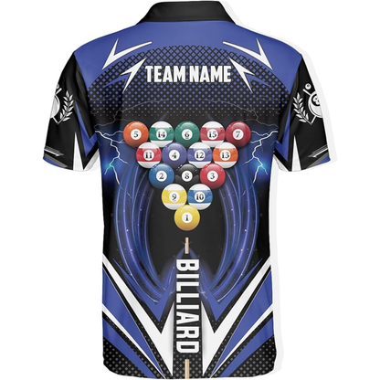 Custom Black Blue Billiard Team Shirt For Men, Custom Pool Billiard Shirts BIZ0106