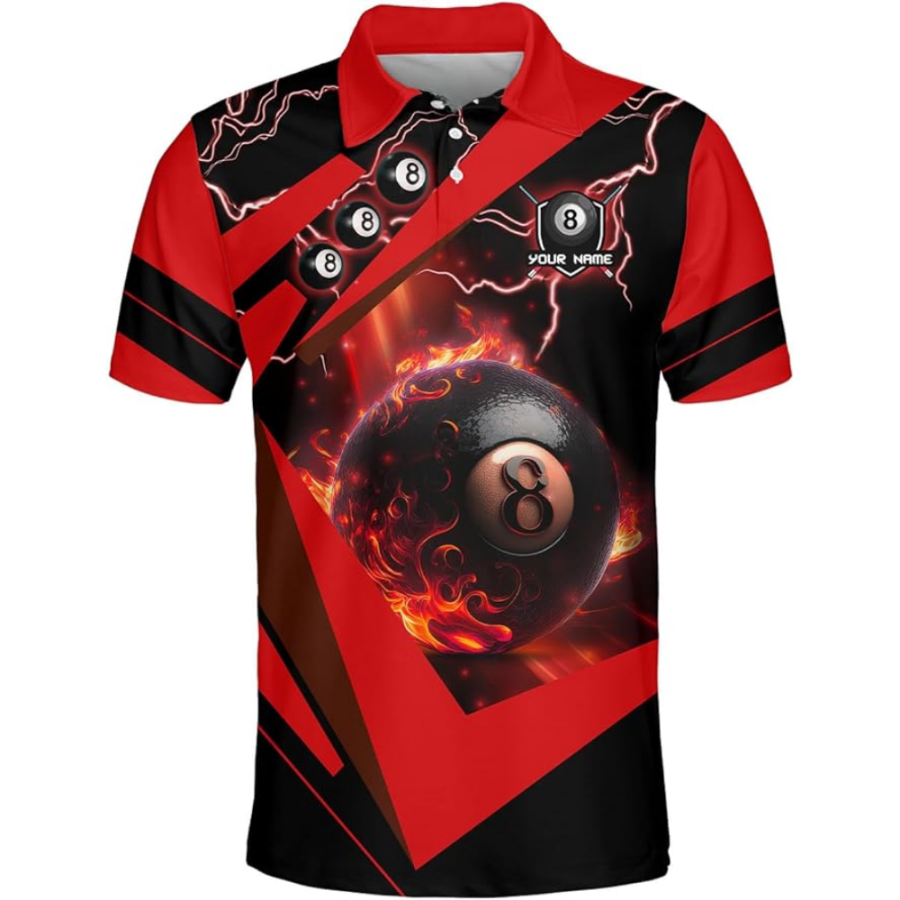 Custom 8 Ball Billiard Polo Team Shirt For Men, Custom Black And Blue Billiard Shirts BIZ0108
