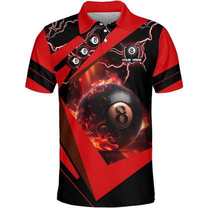 Custom 8 Ball Billiard Polo Team Shirt For Men, Custom Black And Blue Billiard Shirts BIZ0108
