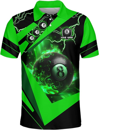 Custom 8 Ball Billiard Polo Team Shirt For Men, Custom Black And Blue Billiard Shirts BIZ0108