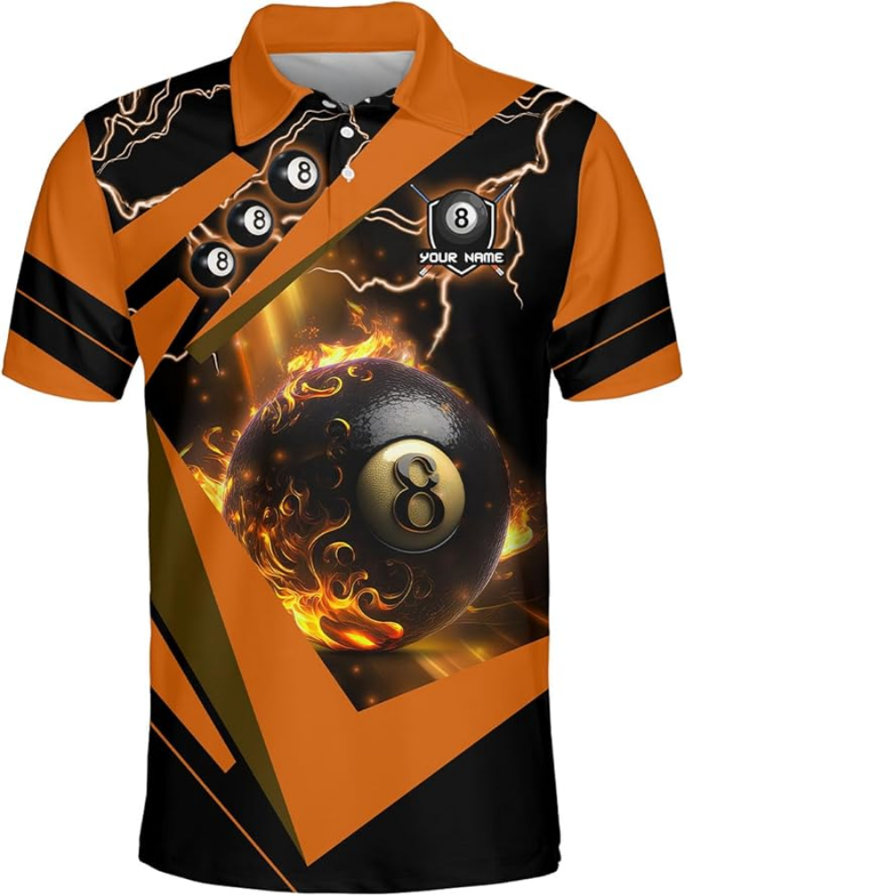 Custom 8 Ball Billiard Polo Team Shirt For Men, Custom Black And Blue Billiard Shirts BIZ0108
