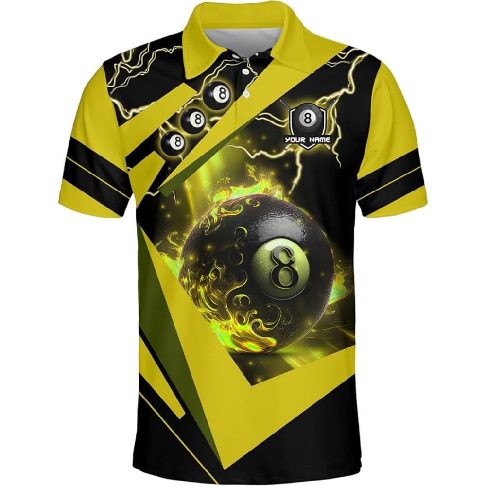 Custom 8 Ball Billiard Polo Team Shirt For Men, Custom Black And Blue Billiard Shirts BIZ0108