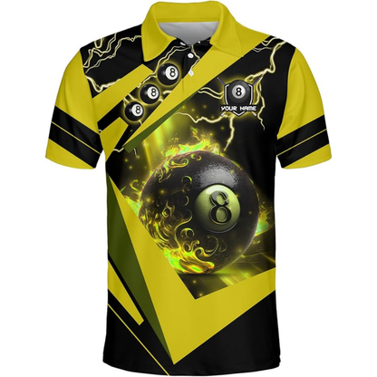 Custom 8 Ball Billiard Polo Team Shirt For Men, Custom Black And Blue Billiard Shirts BIZ0108