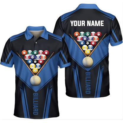 Custom Black And Blue Billiard Team Shirt For Mens, Custom Pool Billiard Shirts BIZ0118