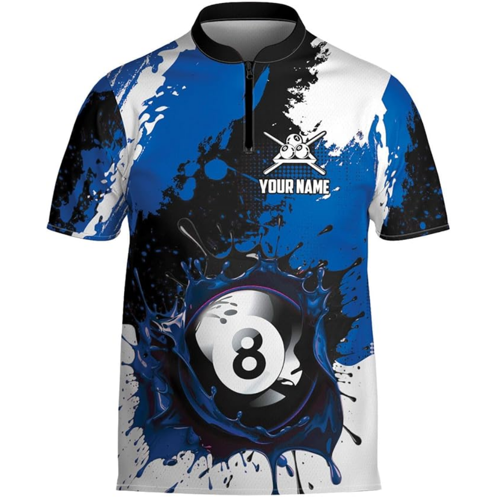 Custom White Green 8 Ball Billiard Men Jersey, Custom 8 Ball Pool Team Shirts BIZ0123