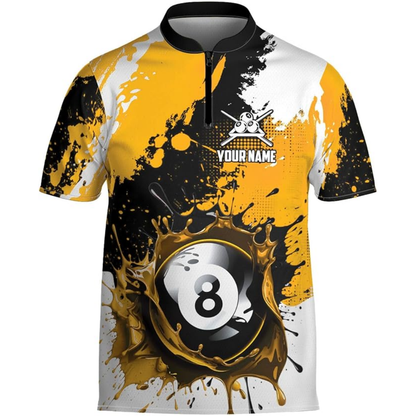 Custom White Green 8 Ball Billiard Men Jersey, Custom 8 Ball Pool Team Shirts BIZ0123