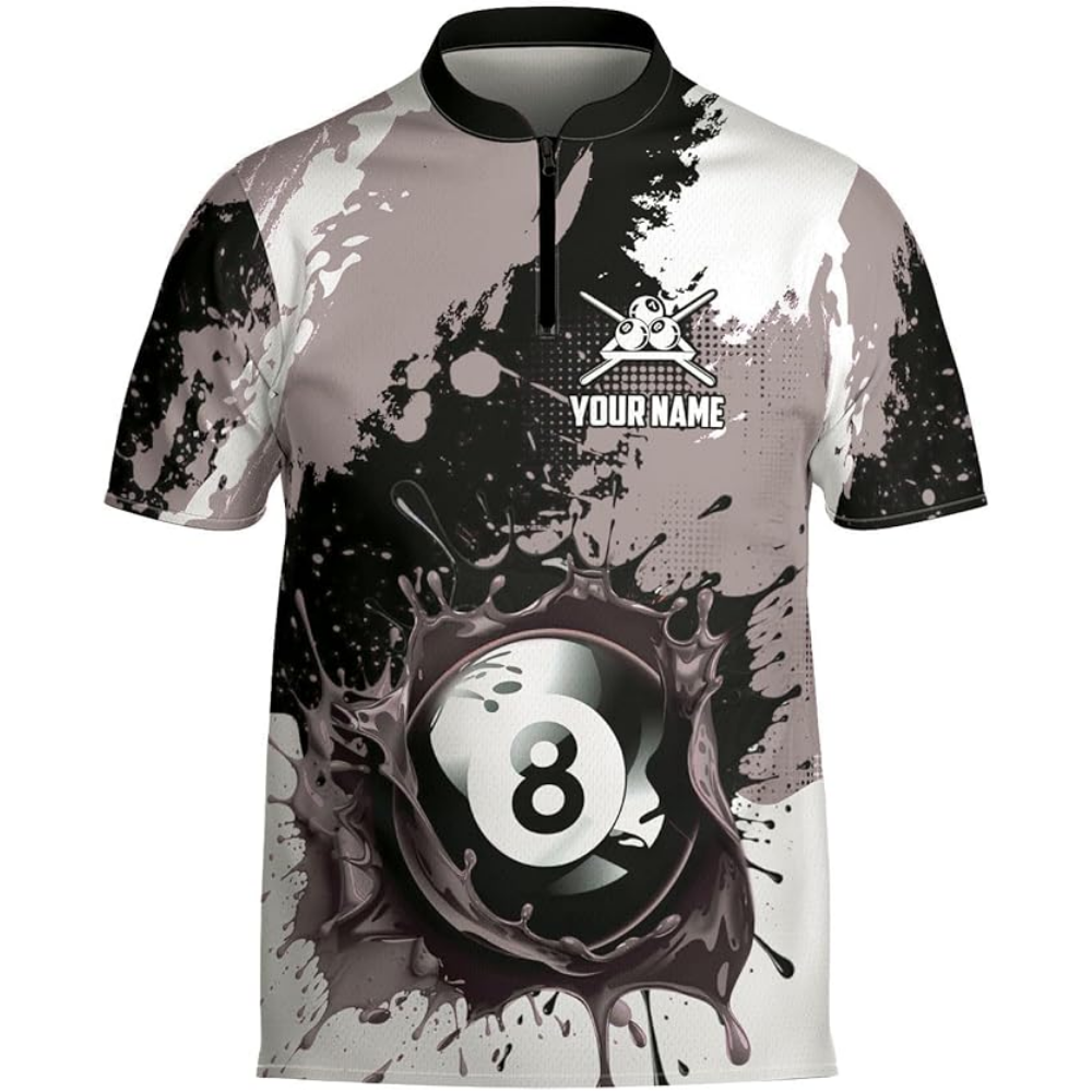 Custom White Green 8 Ball Billiard Men Jersey, Custom 8 Ball Pool Team Shirts BIZ0123