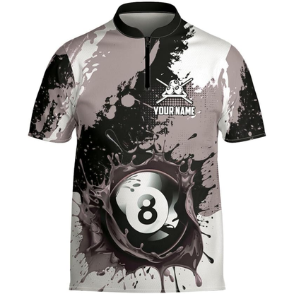 Custom White Green 8 Ball Billiard Men Jersey, Custom 8 Ball Pool Team Shirts BIZ0123