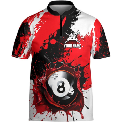Custom White Green 8 Ball Billiard Men Jersey, Custom 8 Ball Pool Team Shirts BIZ0123