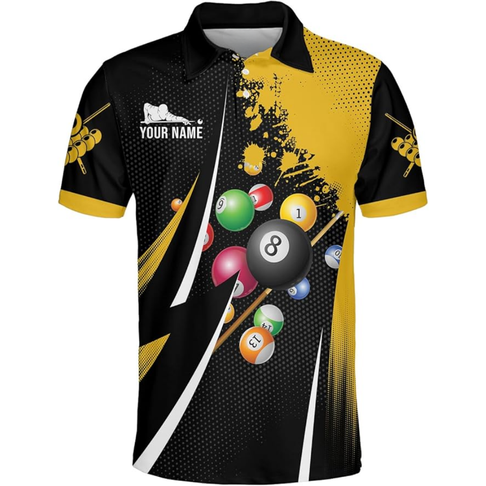 Custom Black And Red Billiard Team Polo Shirts For Mens, Custom Billiard Pool Players Shirts BIZ0124