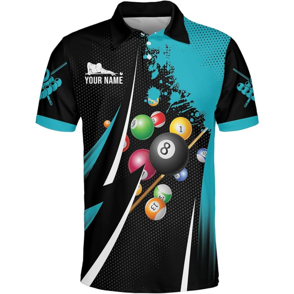 Custom Black And Red Billiard Team Polo Shirts For Mens, Custom Billiard Pool Players Shirts BIZ0124