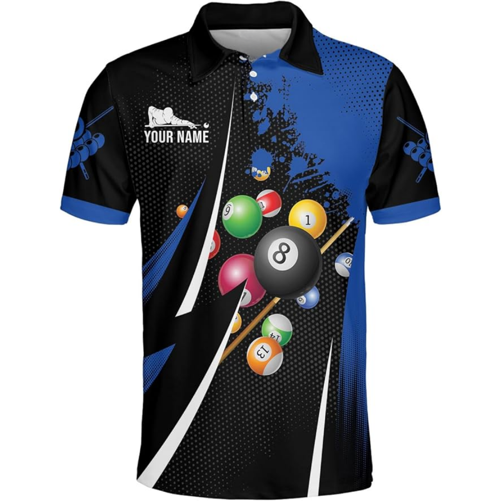 Custom Black And Red Billiard Team Polo Shirts For Mens, Custom Billiard Pool Players Shirts BIZ0124