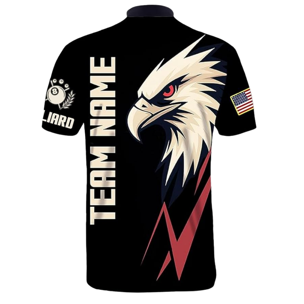 Custom Eagle Billiard Men Polo Shirt, Custom Patriotic Eagle Pool Billiard Team Shirts BIZ0128