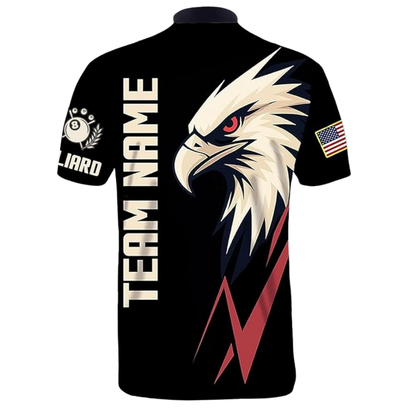 Custom Eagle Billiard Men Polo Shirt, Custom Patriotic Eagle Pool Billiard Team Shirts BIZ0128
