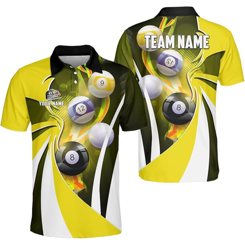 Custom Team Green Billiard Polo Shirt Mens, Custom Pool Billiard Shirts BIZ0131