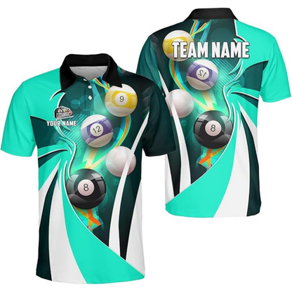 Custom Team Green Billiard Polo Shirt Mens, Custom Pool Billiard Shirts BIZ0131