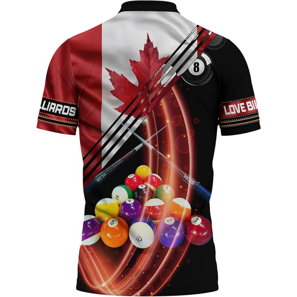 Canada Flag Custom Billiard Polo Shirt For Mens, Custom Canada Patriotic Billiard Team Shirts BIZ0135