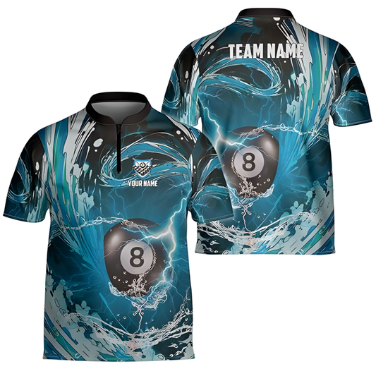 Custom Blue Wave Thunder Billiard Team Jersey For Men, Custom  Billiard Shirts BIZ0145