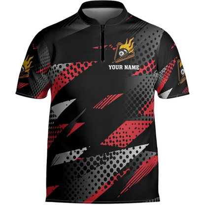 Custom Billiard Team Jersey For Mens, Custom Black And Cyan Pool Billiard Shirts BIZ0146