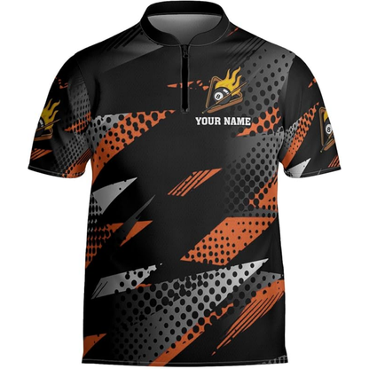 Custom Billiard Team Jersey For Mens, Custom Black And Cyan Pool Billiard Shirts BIZ0146