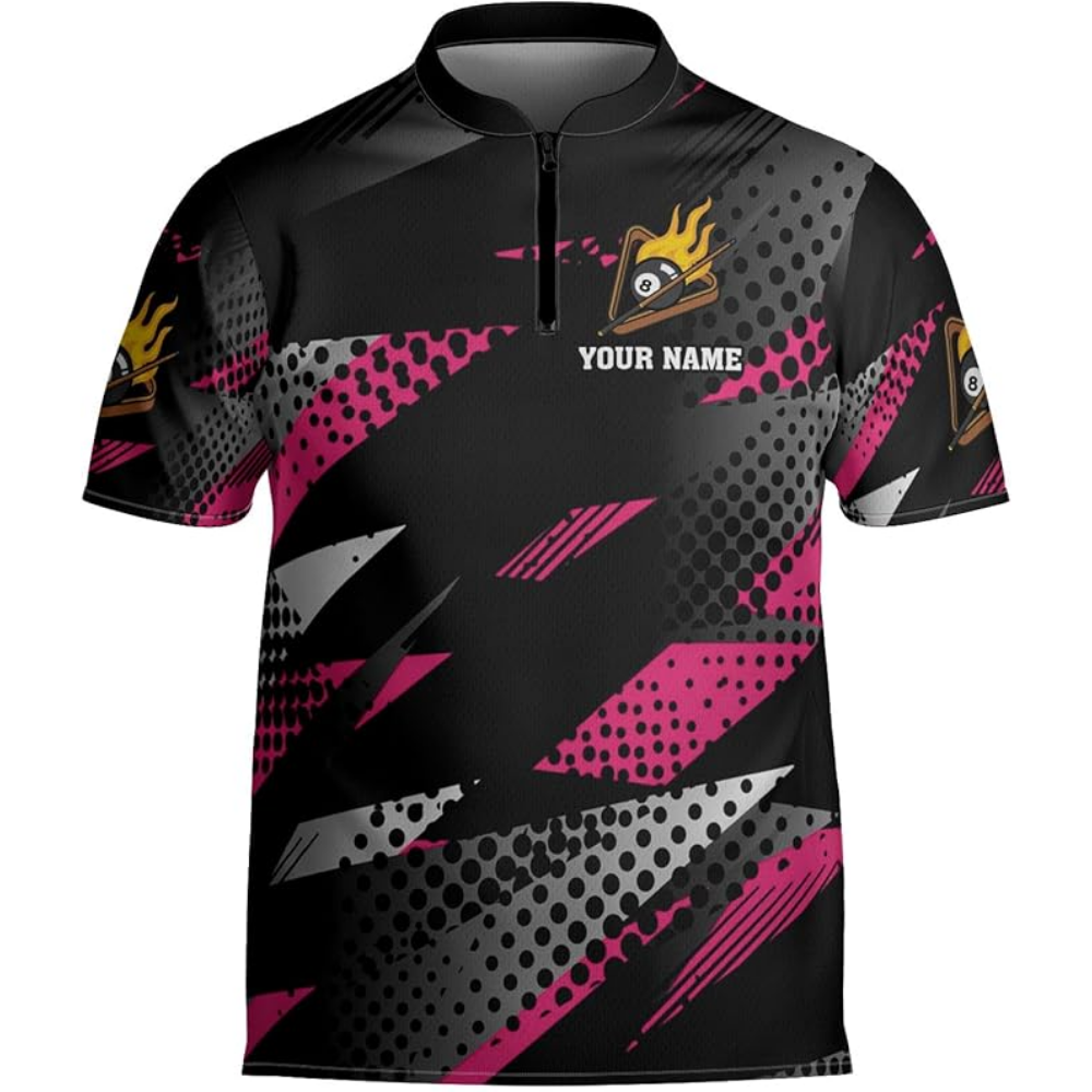 Custom Billiard Team Jersey For Mens, Custom Black And Cyan Pool Billiard Shirts BIZ0146