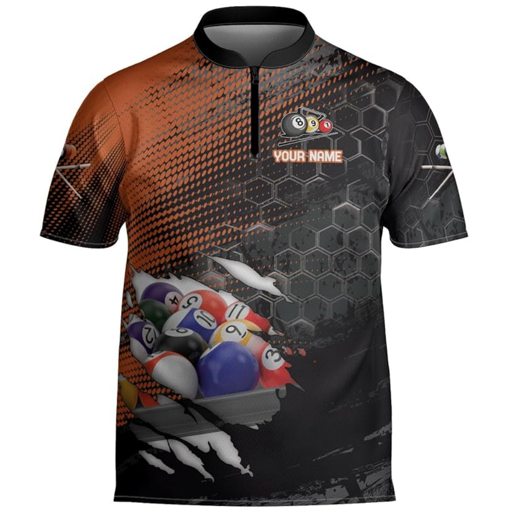Custom Team Grunge Navy Black Billiard Jersey For Mens, Custom Pool Billiard Shirts BIZ0148