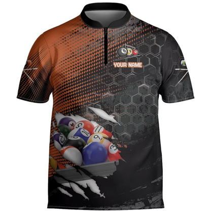 Custom Team Grunge Navy Black Billiard Jersey For Mens, Custom Pool Billiard Shirts BIZ0148