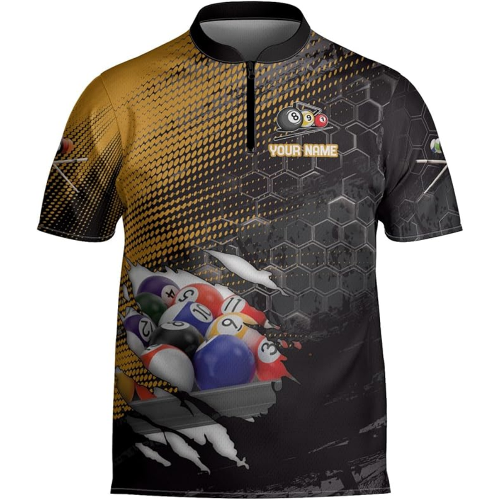 Custom Team Grunge Navy Black Billiard Jersey For Mens, Custom Pool Billiard Shirts BIZ0148