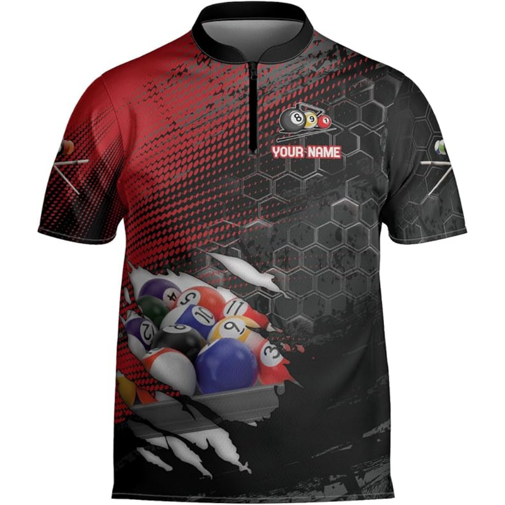 Custom Team Grunge Navy Black Billiard Jersey For Mens, Custom Pool Billiard Shirts BIZ0148