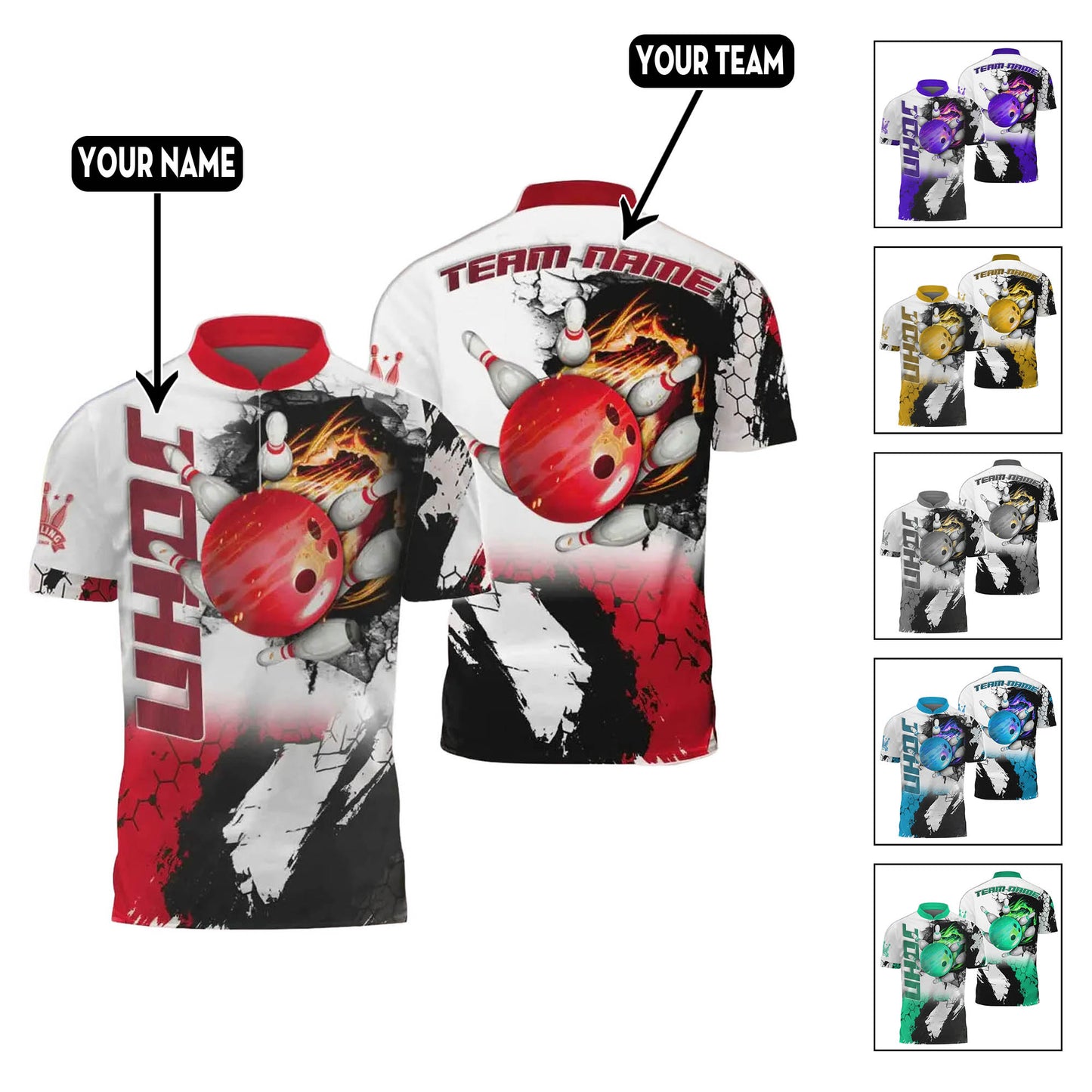 Custom Flame Bowling Jersey For Team BO0054