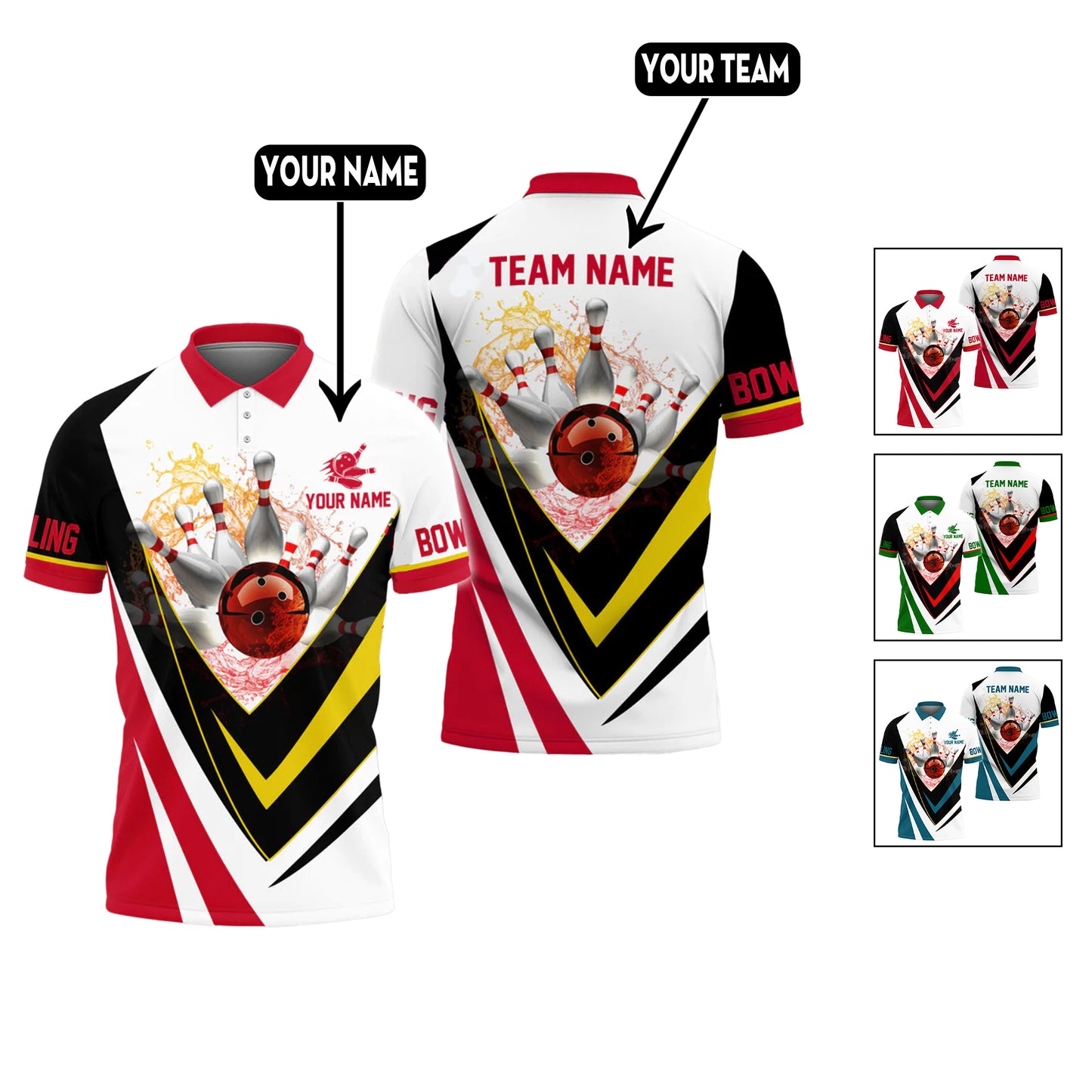 Custom Bowling Polo Shirts For Team Unisex BO0057