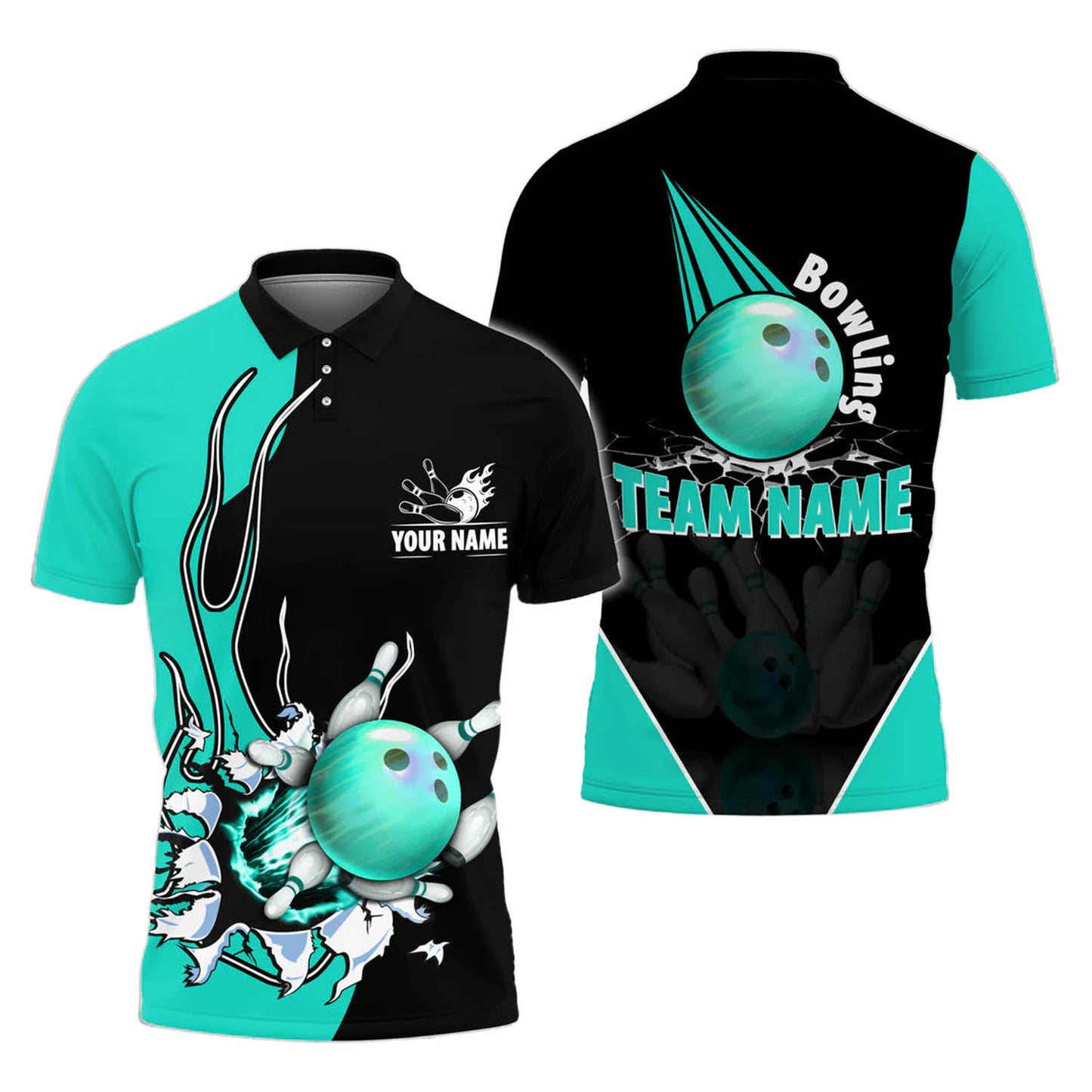 Custom Flame Bowling Polo Team Shirts BO0106