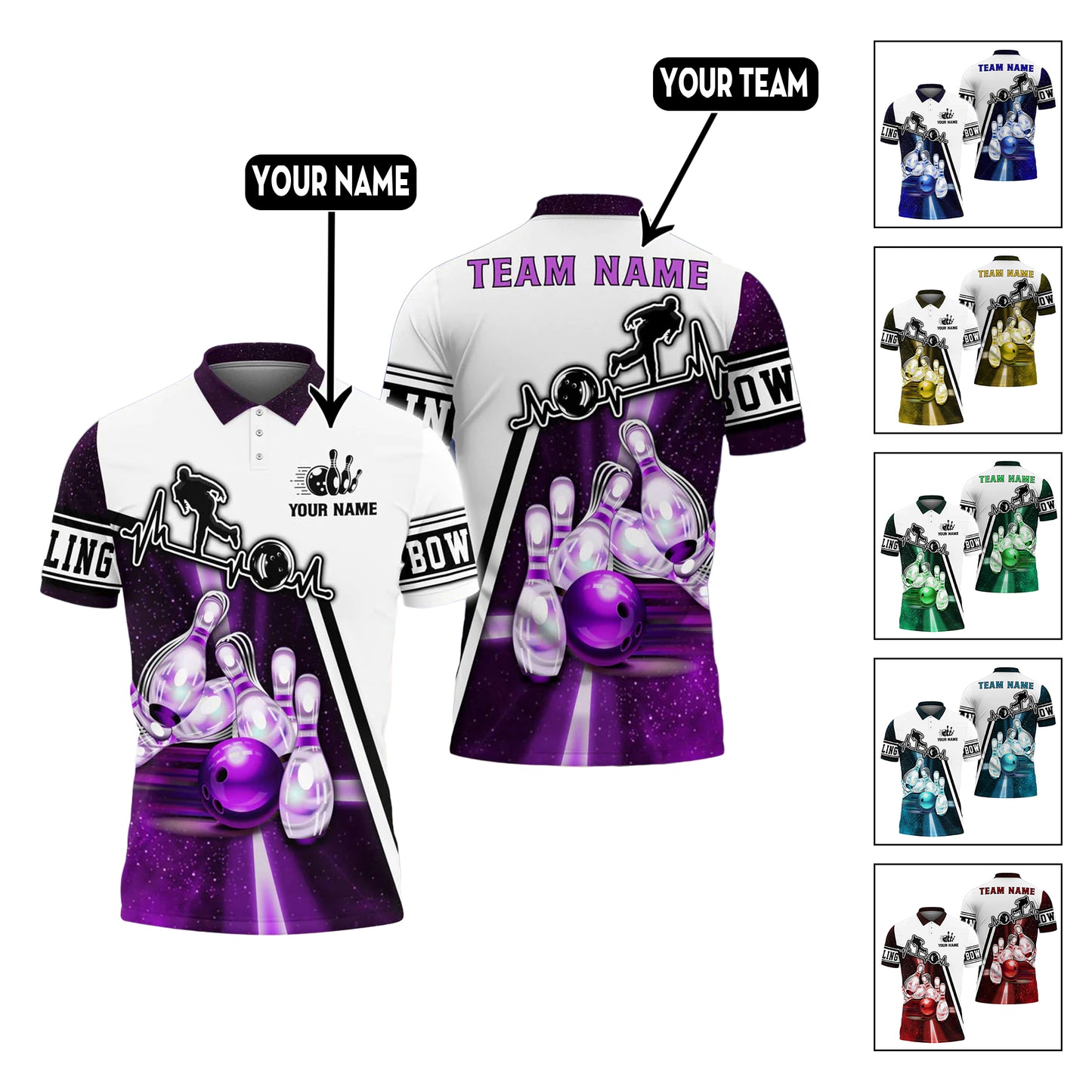 Custom Bowling Polo Shirts For Team BO0208