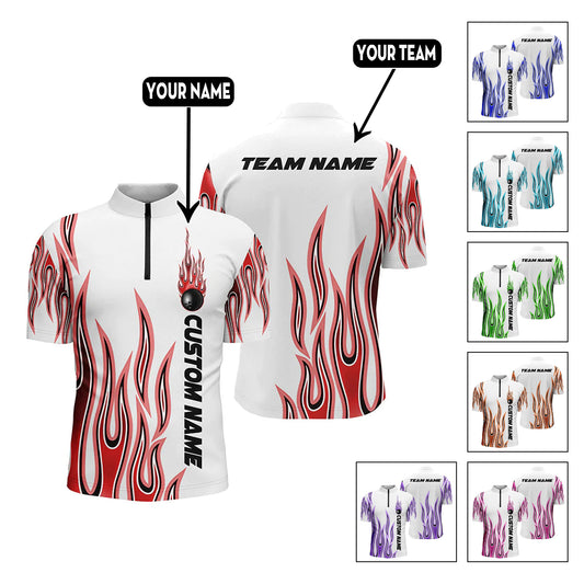 Custom Red Flame Bowling Jersey Shirt For Men, Custom Flame Bowling Team Shirts BO0229