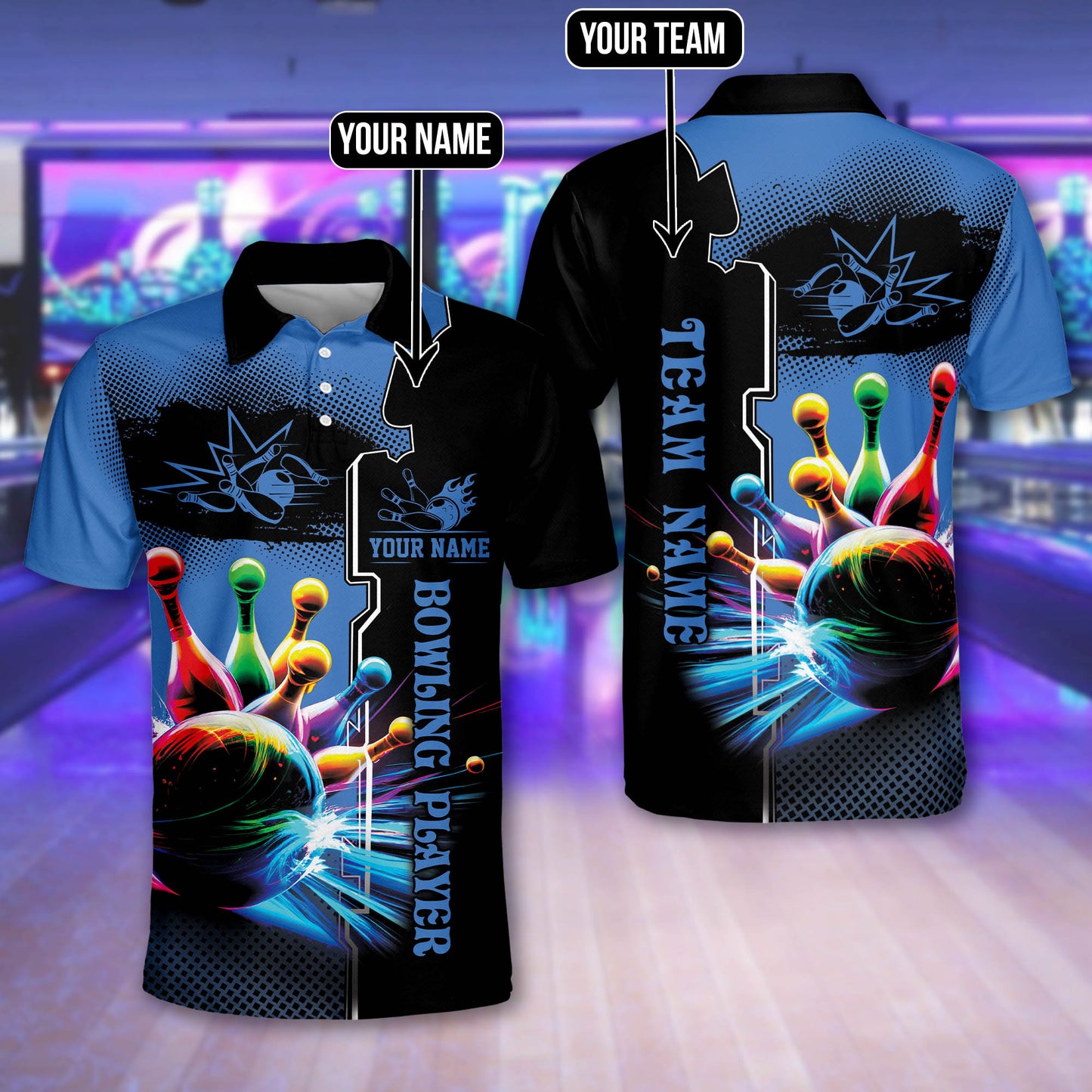 Custom Bowling Polo Shirts For Team BO0377