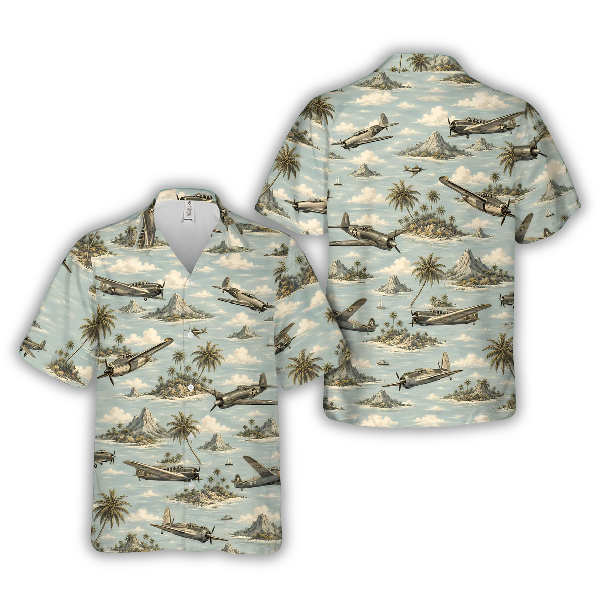 WWII Fighter Tropical Hawaiian Shirt For Men, Aircraft Hawaiian Shirt Veteran HE0828