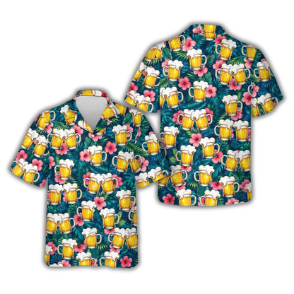 Beer Mugs Tropical Hawaiian Shirt For Men, Beer Lover Hawaiian Shirt HE0832