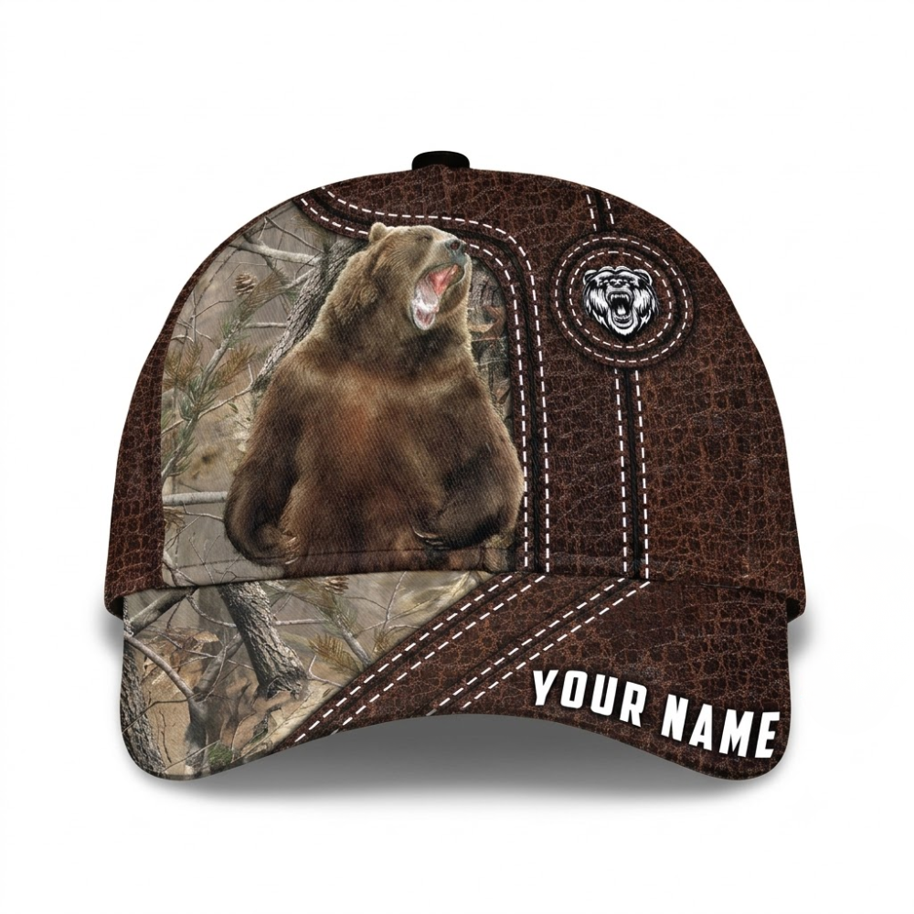 Custom Bear Hunting Baseball Cap With Name, Personalized Name Bear Hunter Cap CP0769