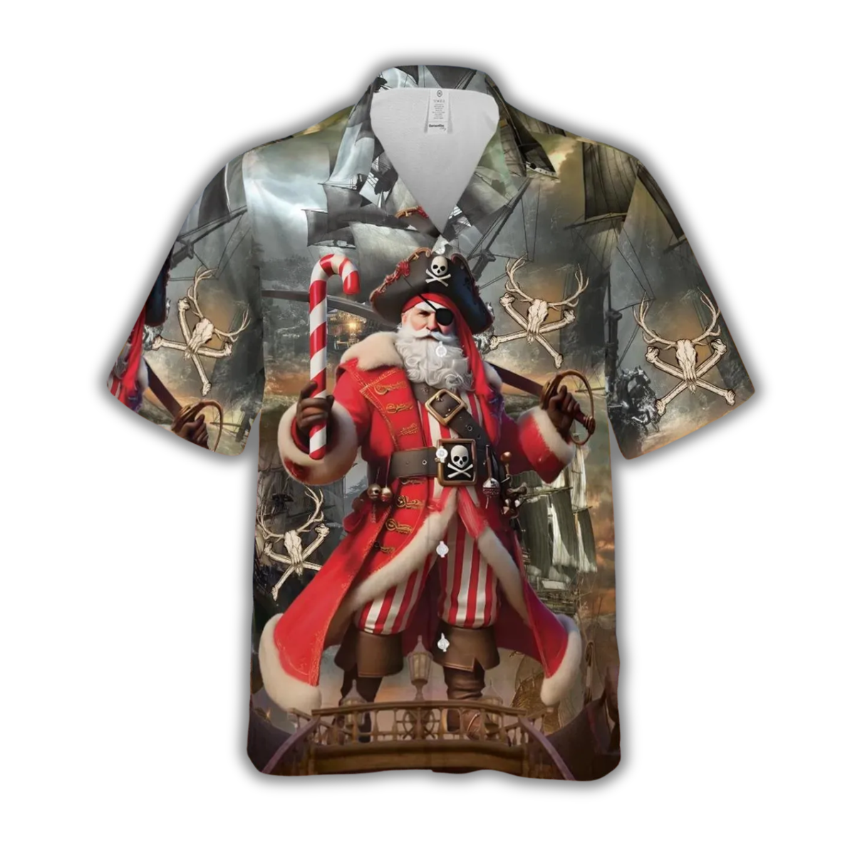 Pirate Santa Hawaiian Shirt For Men, Funny Christmas Hawaiian Shirt HE0846