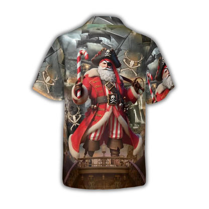 Pirate Santa Hawaiian Shirt For Men, Funny Christmas Hawaiian Shirt HE0846