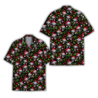 Skull Christmas Hawaiian Shirt For Men, Xmas Skull Hawaiian HE0847