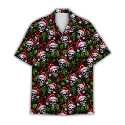 Skull Christmas Hawaiian Shirt For Men, Xmas Skull Hawaiian HE0847