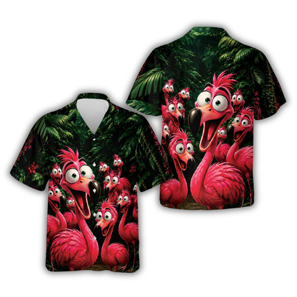 Funny Flamingo Tropical Hawaiian Shirt, Flamingo Hawaiian Shirt HE0826