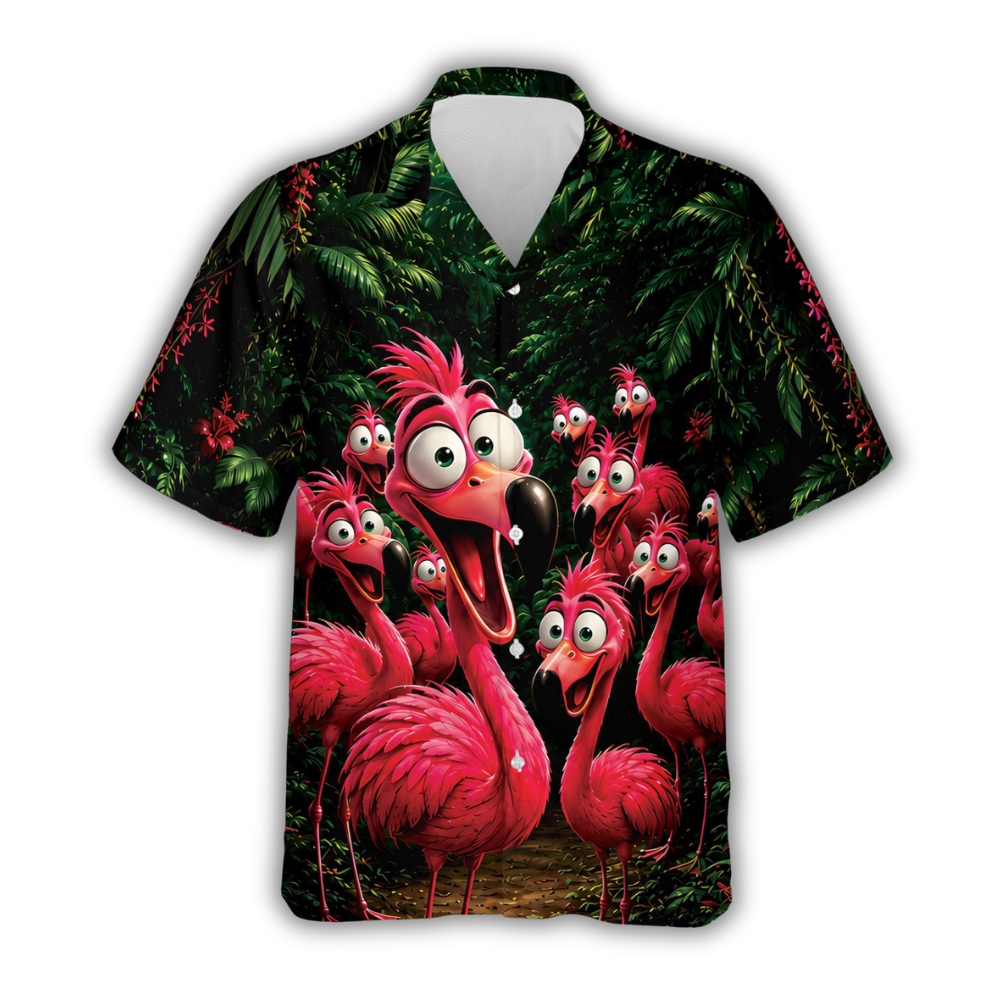 Funny Flamingo Tropical Hawaiian Shirt, Flamingo Hawaiian Shirt HE0826