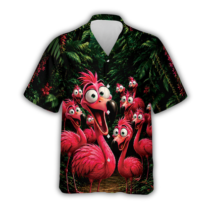 Funny Flamingo Tropical Hawaiian Shirt, Flamingo Hawaiian Shirt HE0826